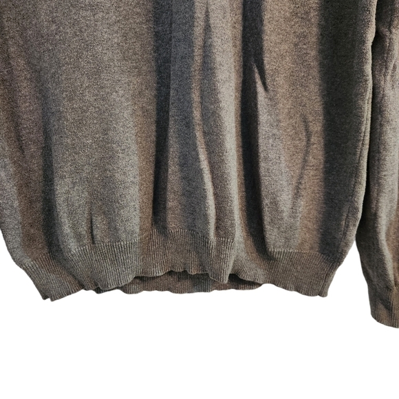 Bill Blass gray long-sleeve pull-on v-neck 100% cotton sweater  shirt - Picture 4 of 10